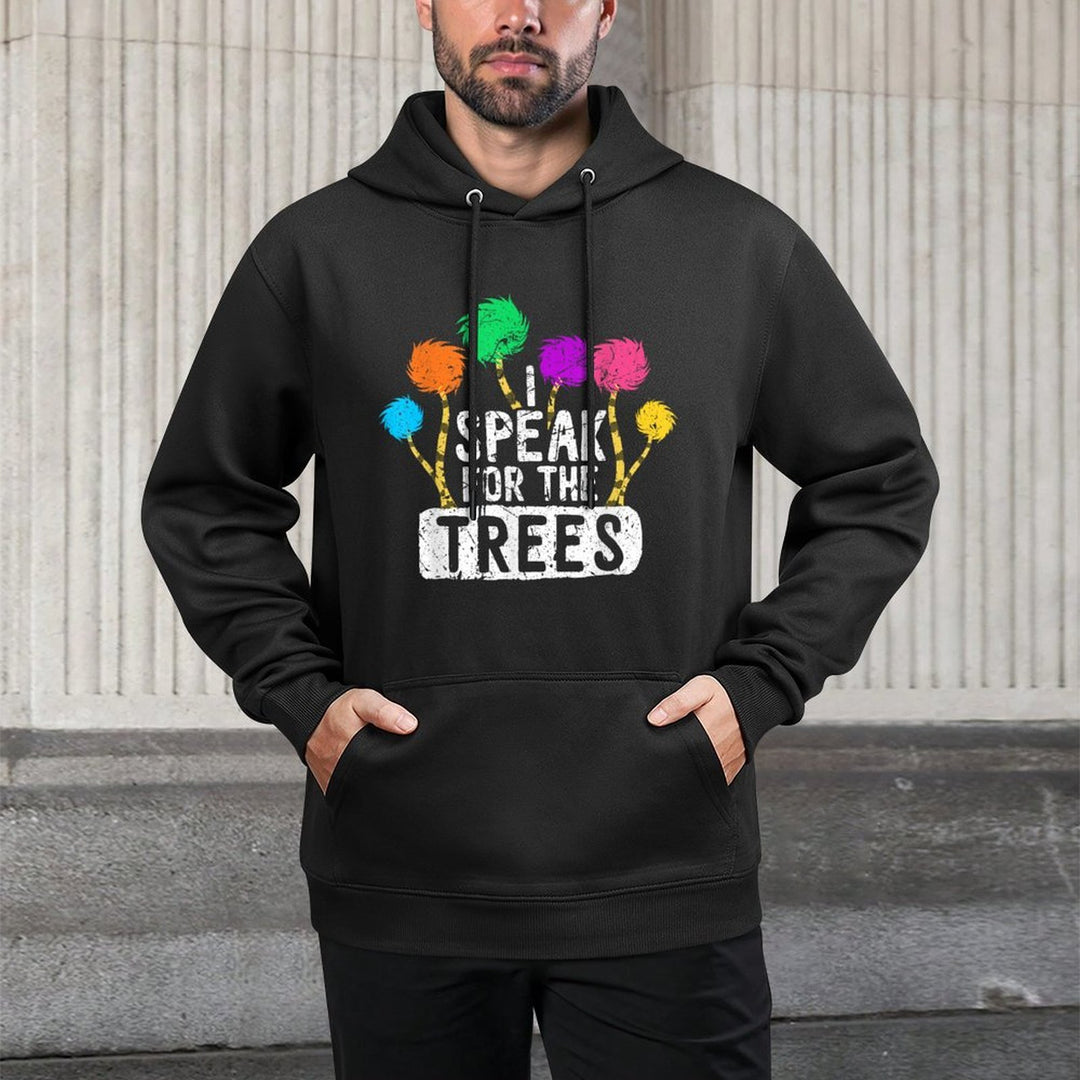 I Speak For Trees Earth Day Save Earth Awareness Hippie Kangaroo Pocket Hoodie
