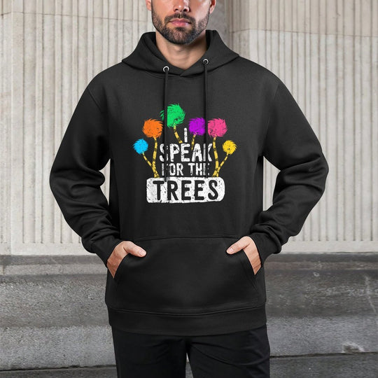 I Speak For Trees Earth Day Save Earth Awareness Hippie Kangaroo Pocket Hoodie