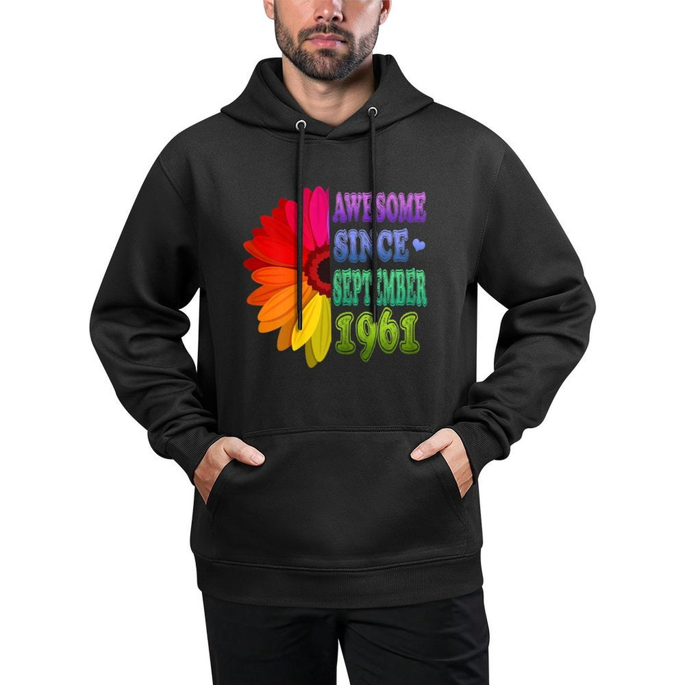 60 Yrs Old Floral Awesome Since September 1961 60th Birthday Colorfast Hoodie