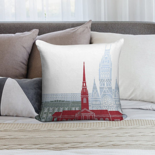 Harvard Skyline Poster Soft Style Accent Throw Pillow