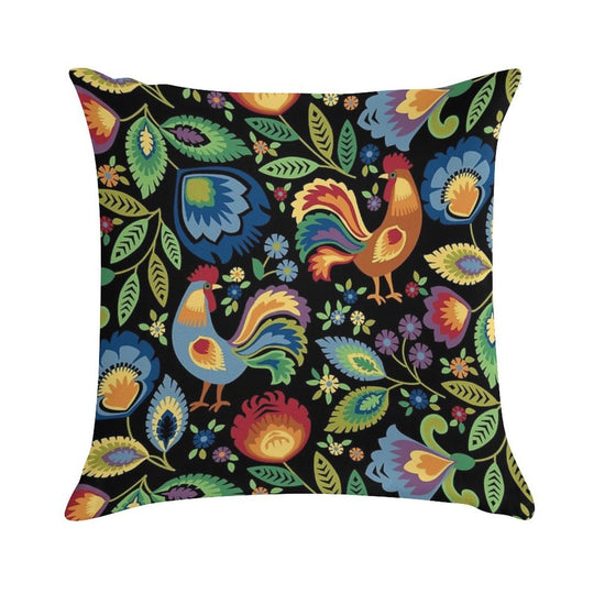Polish Folk Roosters Soft Bedroom Essential Throw Pillow