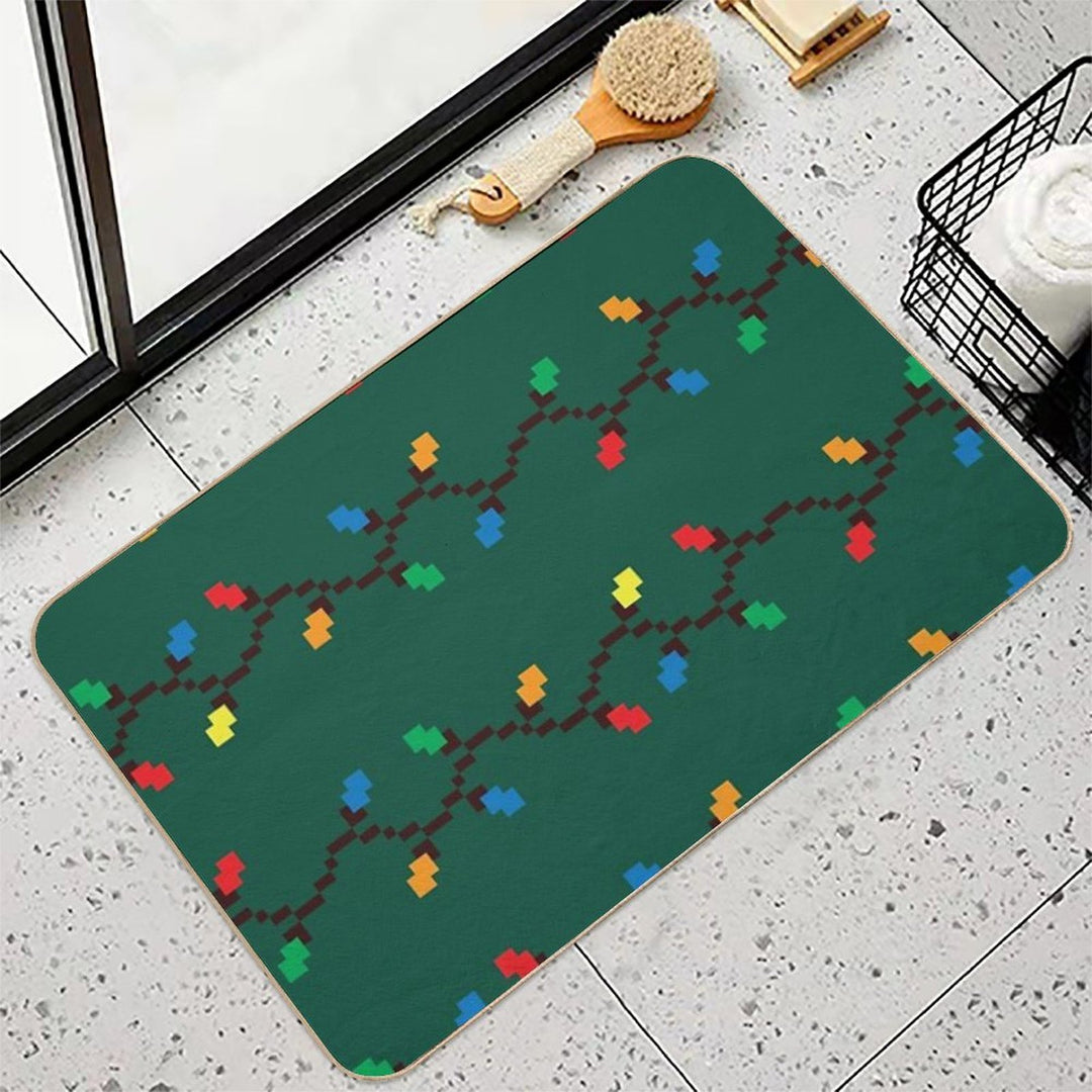 Pixel Christmas Lights  Stain-Proof Bath Mat