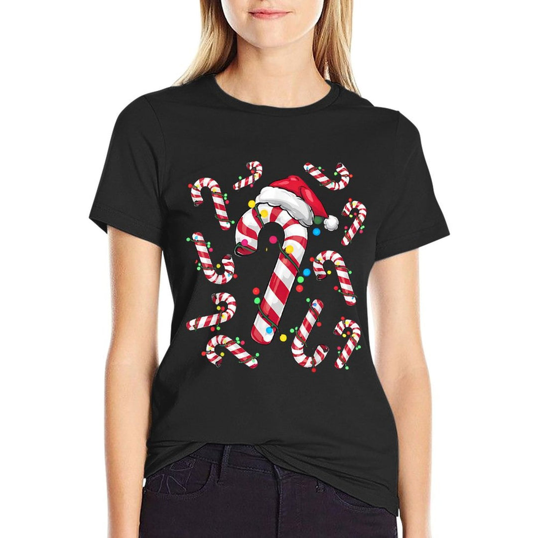 Red And White Christmas Candy Cane Santa Lights Christmas  Vintage-inspired T-Shirt