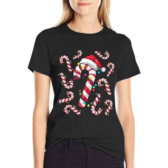Red And White Christmas Candy Cane Santa Lights Christmas  Vintage-inspired T-Shirt