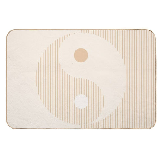 Geometric Lines Ying And Yang II in Beige Shades  Non-Slip Bath Mat
