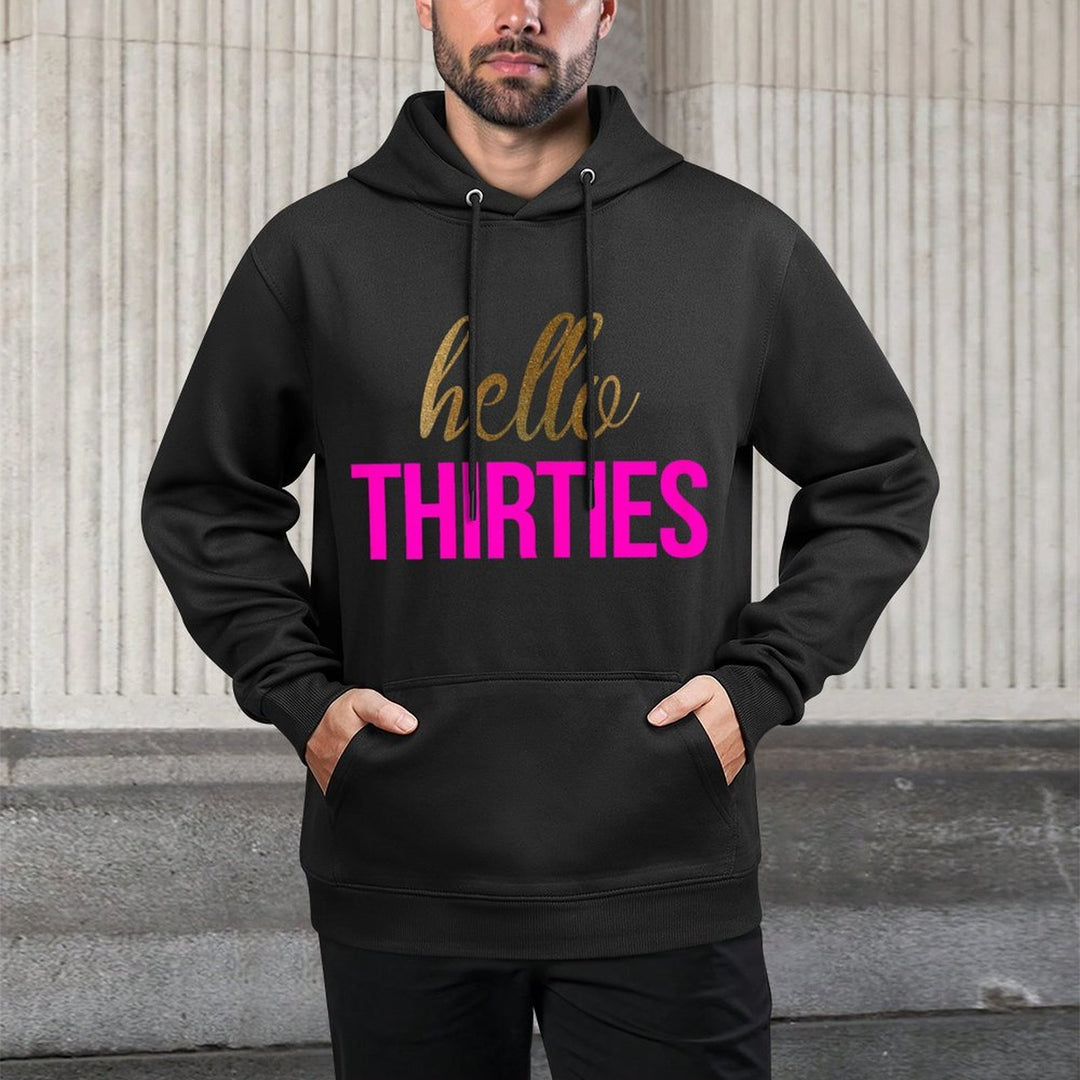 Womens Hello Thirties 30th Birthday Relaxed Fit Hoodie