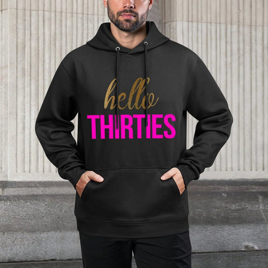 Womens Hello Thirties 30th Birthday Relaxed Fit Hoodie