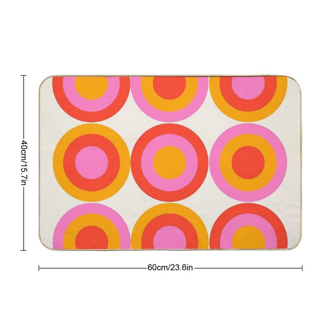 Bauhaus Circle Pattern Red Pink Orange  Pet-Safe Bath Mat