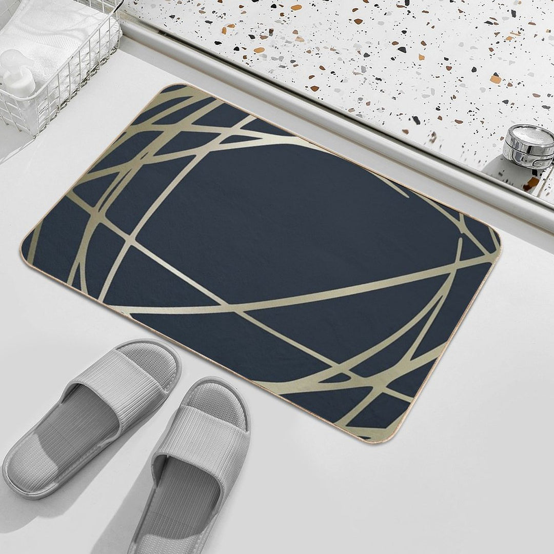 Festive, Abstract, Blue And Gold, Stripes Pattern  High-Traffic Bath Mat