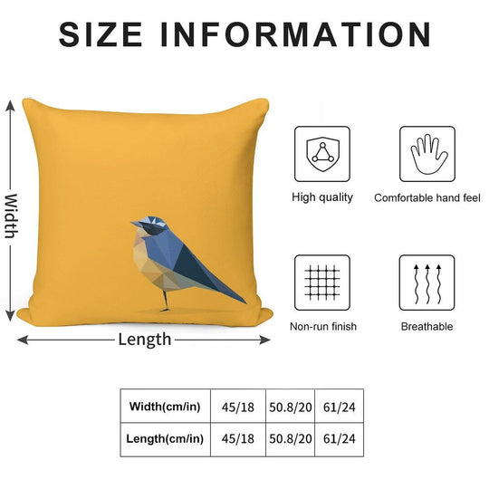 Bird Soft Short Plush Fabric Throw Pillow