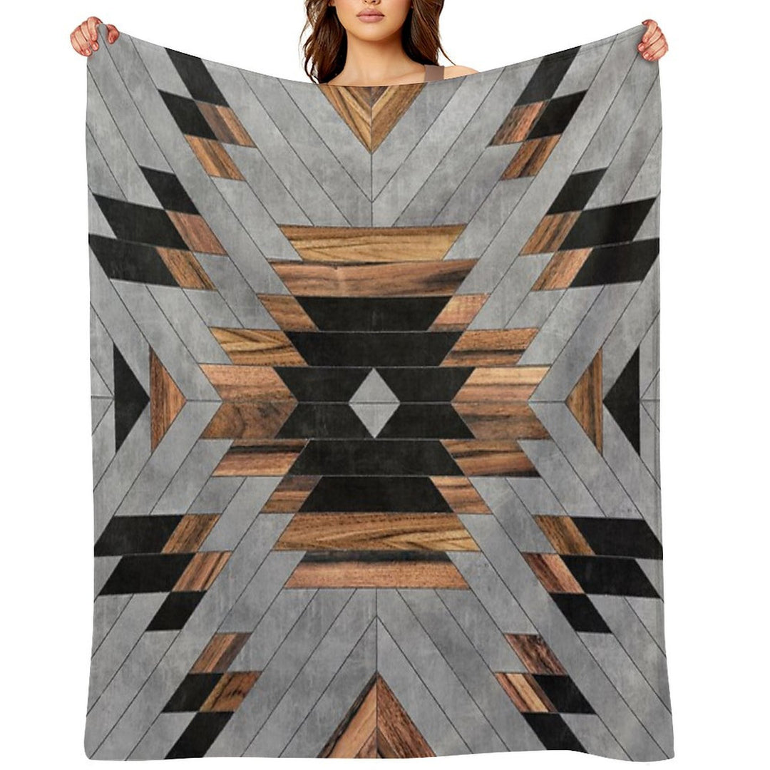 Urban Tribal Pattern No.6 - Aztec - Concrete And Wood Versatility Throw Blanket