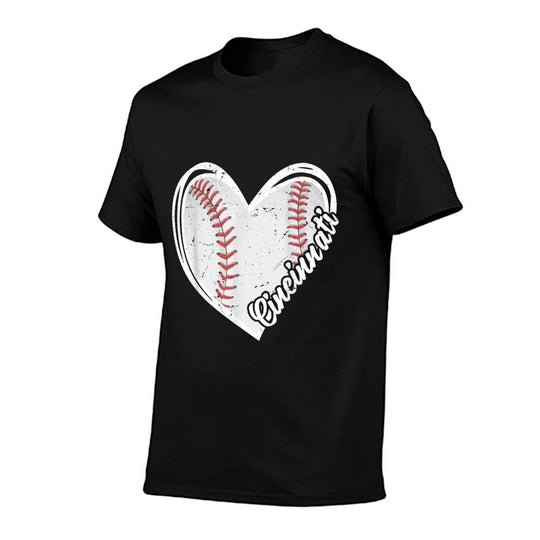 Cincinnati Vintage Baseball Fans Men Women Baseball Heart  Relaxed-fit T-Shirt