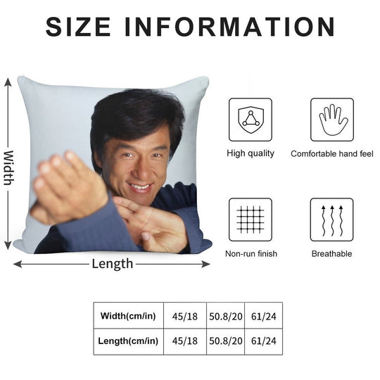 Jackie Chan Is A Happy Guy Soft Hidden Zipper Throw Pillow