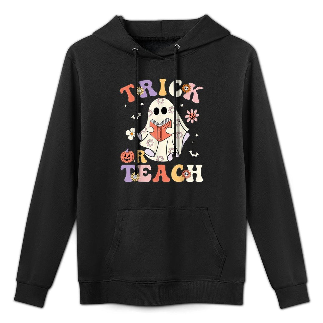 Teacher Halloween Trick Or Teach Floral Ghost Layering Staple Hoodie