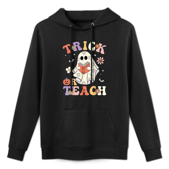 Teacher Halloween Trick Or Teach Floral Ghost Layering Staple Hoodie