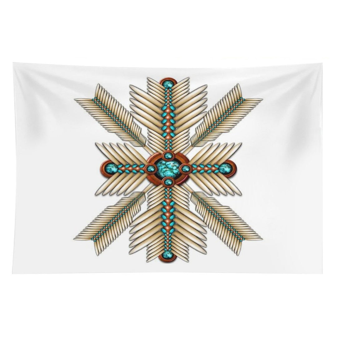 Bone And Turquoise Sunburst Tapestry