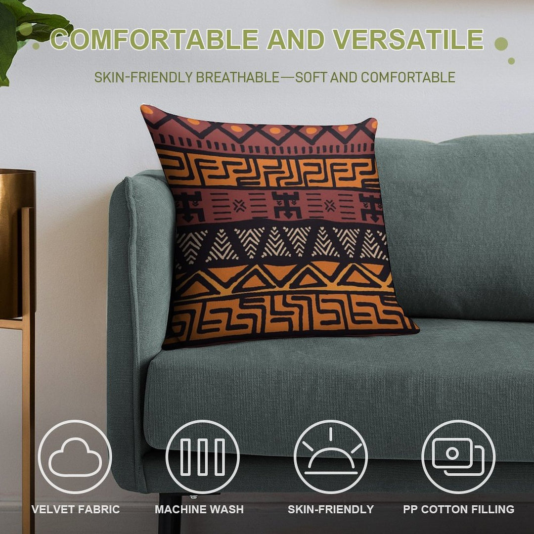 African Tribal Mudcloth Pattern Soft Gift Ready Throw Pillow