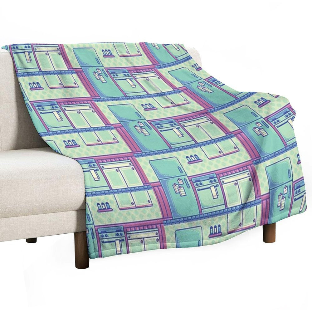Kitchen (Pixel) Plush Throw Blanket