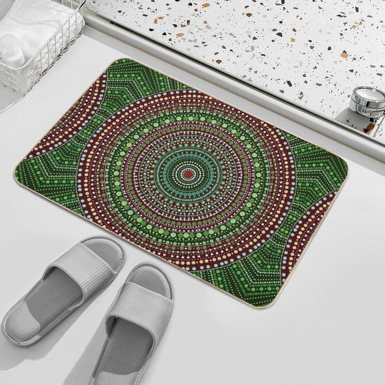 First Nations Green Aboriginal Australian Indigenous Native Folklore Art  Anti-Trip Bath Mat