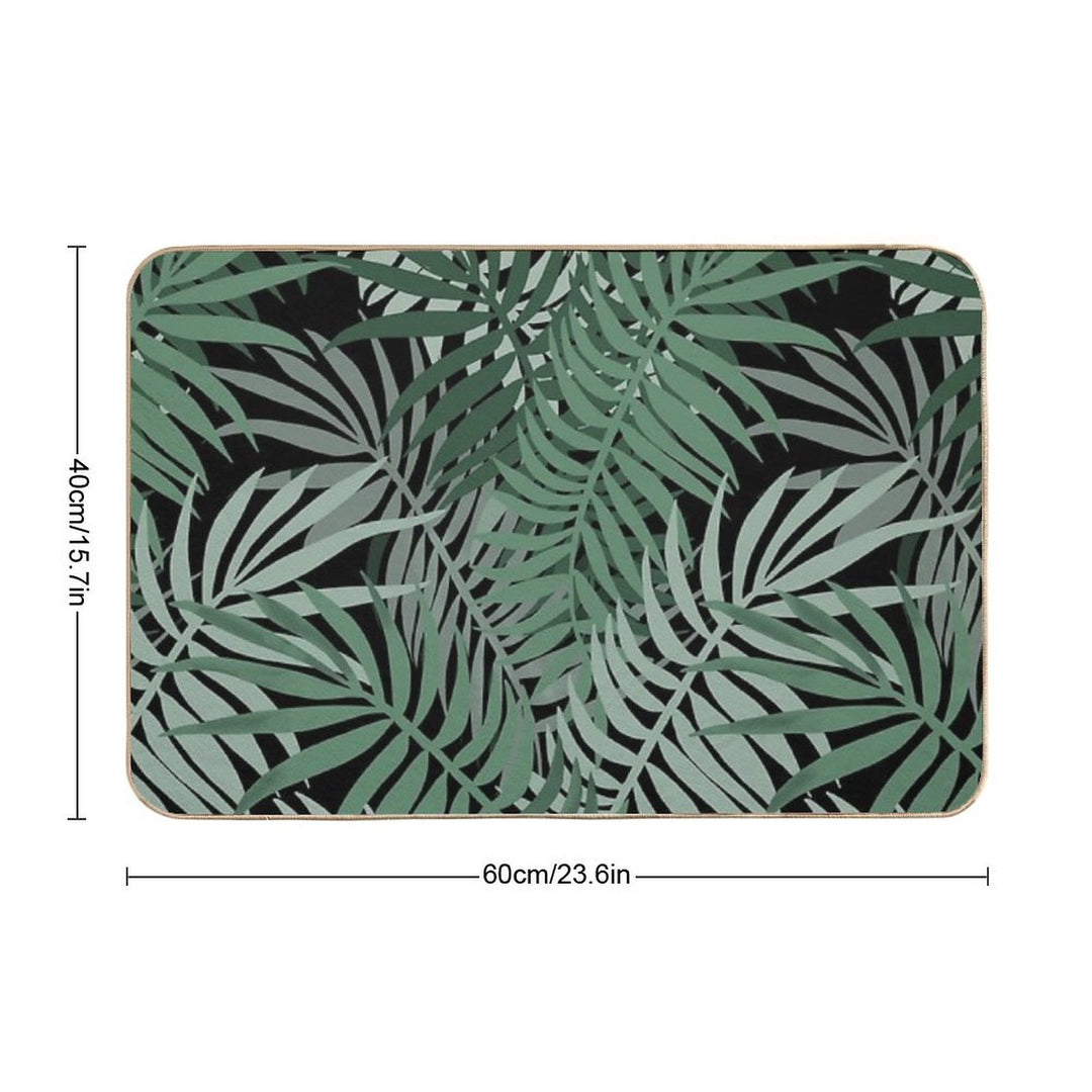 Green Palm Fronds  Easy To Clean Bath Mat