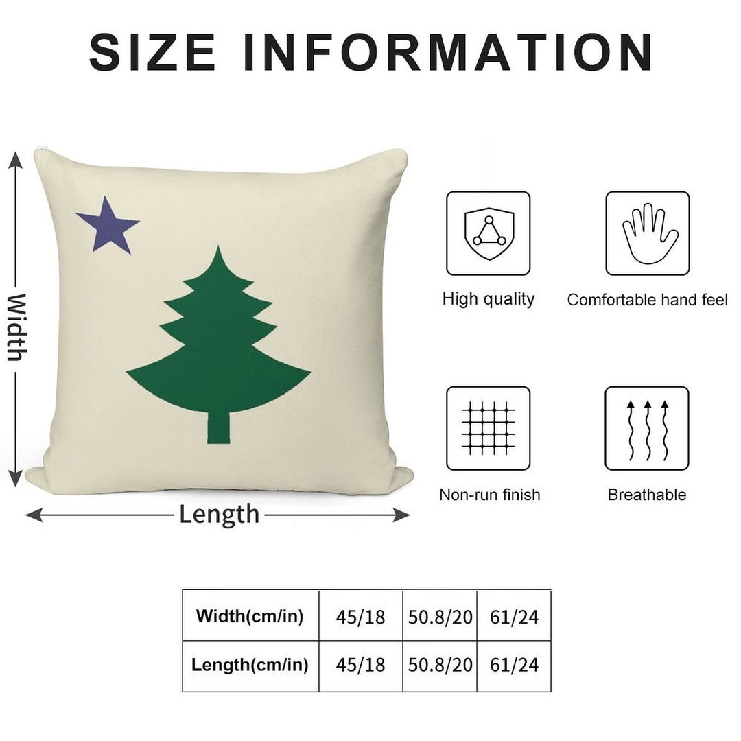 Old Original 1901 Maine State Flag with Pine Tree And Star Soft Short Plush Fabric Throw Pillow