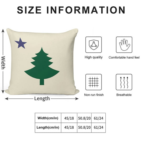 Old Original 1901 Maine State Flag with Pine Tree And Star Soft Short Plush Fabric Throw Pillow