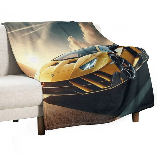 Lamborghini Sports Car on A Stunning Road Gift-ready Throw Blanket