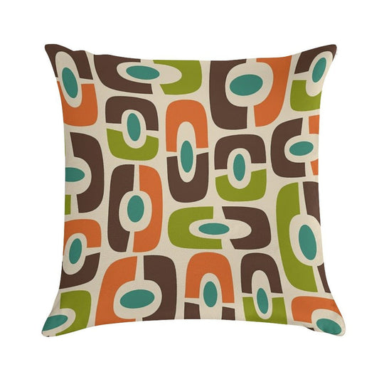 Mid Century Modern Cosmic Abstract Brown Blue Green Orange And Beige Soft Bedroom Essential Throw Pillow