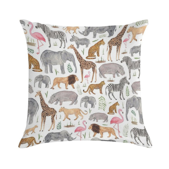 Safari Animals Soft Decorative Cover Throw Pillow
