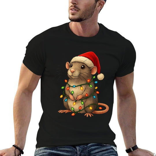 Rat Christmas Pajama Funny Xmas Lights Animals Lover Women  Quick-drying T-Shirt