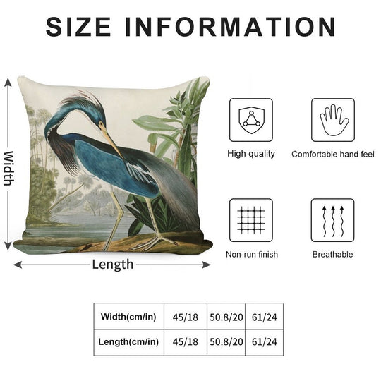 Louisiana Heron by John James Audubon Soft Ultra-Soft Texture Throw Pillow
