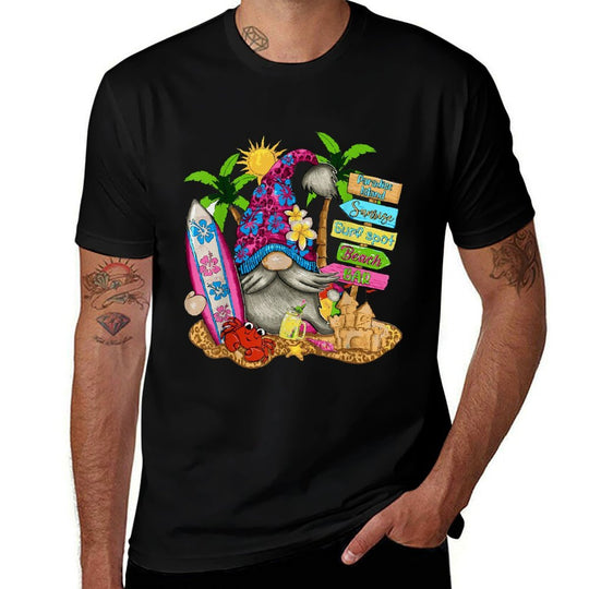 Summer Vibes Gnomes Beach Cute Party Hello Gnome Summer  Graphic-printed T-Shirt