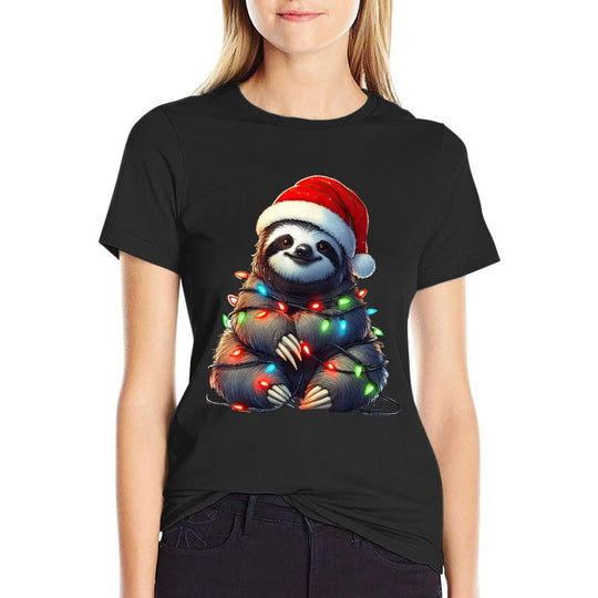 Sloth Christmas Lights Funny Santa Hat Merry Xmas  Versatile T-Shirt