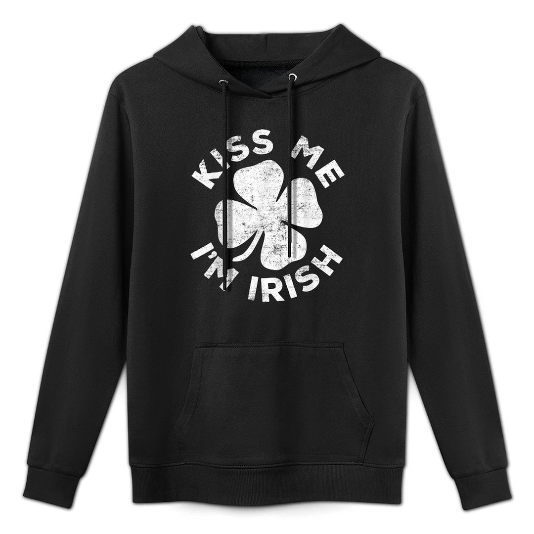 Kiss Me Im Irish Funny Men Women Kids St Patricks Day Kangaroo Pocket Hoodie