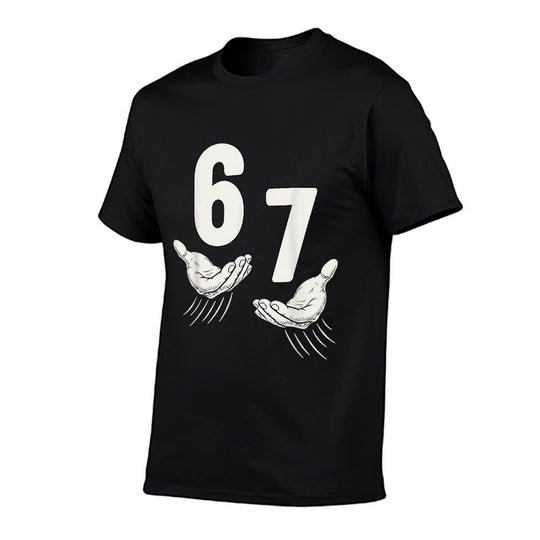 Six Seven 67 6 7 Kids 67 Boys Youth 6-7 Meme Hands Funny  Oversized Silhouette T-Shirt