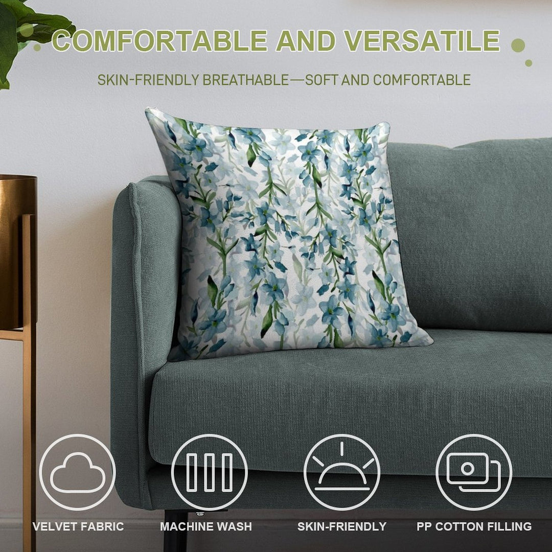 Blue Branches Soft High-Density Material Throw Pillow