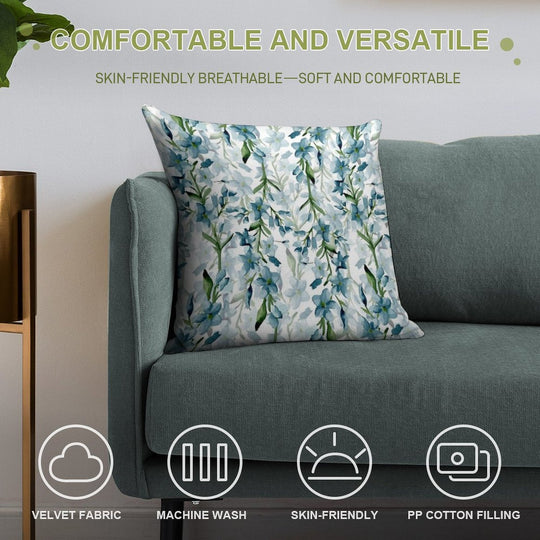 Blue Branches Soft High-Density Material Throw Pillow