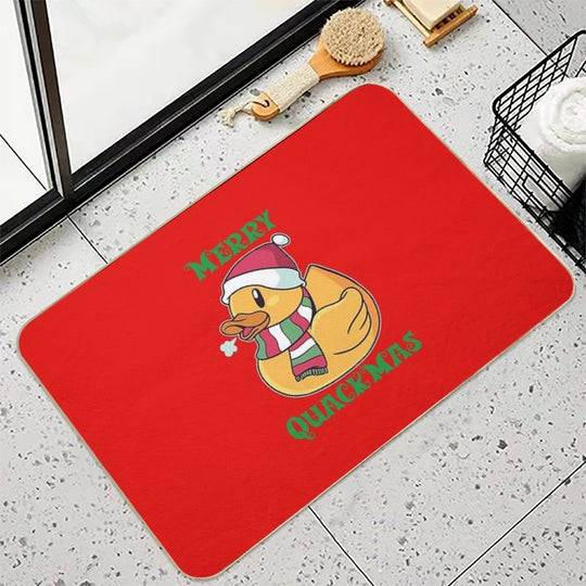 Merry Quackmas Christmas Rubber Duck Ducky  Slip-Resistant Bath Mat