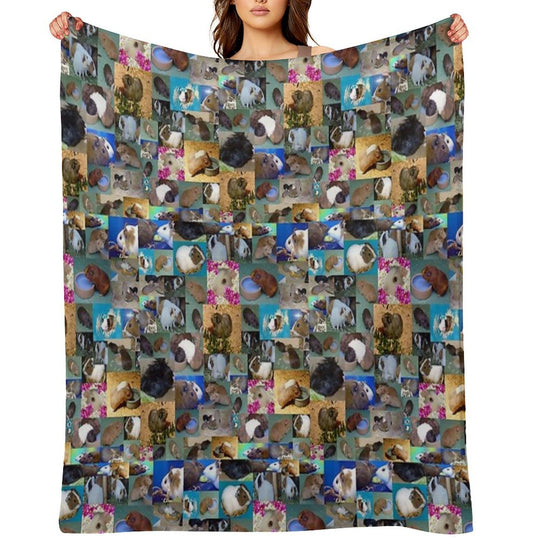 Happy Guinea Pigs Photo Collage Multi-functional Throw Blanket