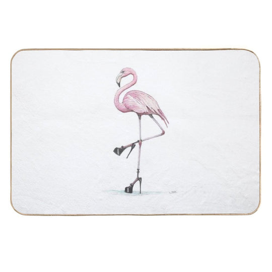 Flamingo in Stilettos  Anti-Trip Bath Mat