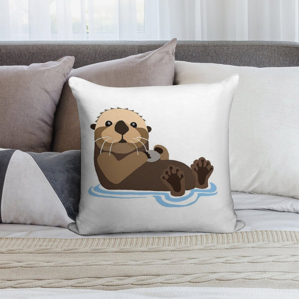 Otter Emoji Soft Decorative Cover Throw Pillow