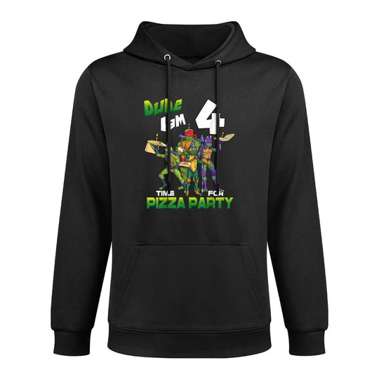 Mademark Xnage Mutant Ninja Turtles - Dude I Am 4 Years Old Turtles Pizza Birthday Party Kangaroo Pocket Hoodie