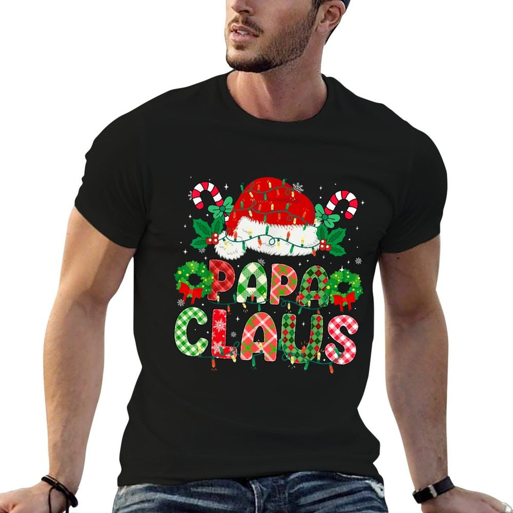 Papa Claus Christmas Lights Pajama Family Matching Grandpa  Moisture-wicking T-Shirt