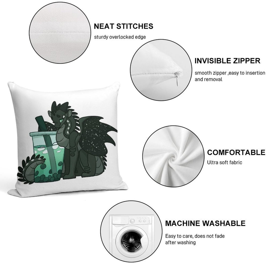 Moon with Boba Soft Hidden Zipper Throw Pillow