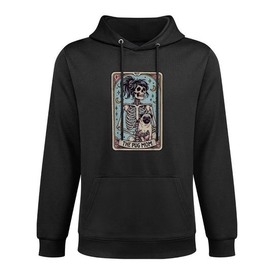 Funny Skeleton Halloween Pug Mom Tarot Card Witchy Vibes Versatile Streetwear Hoodie