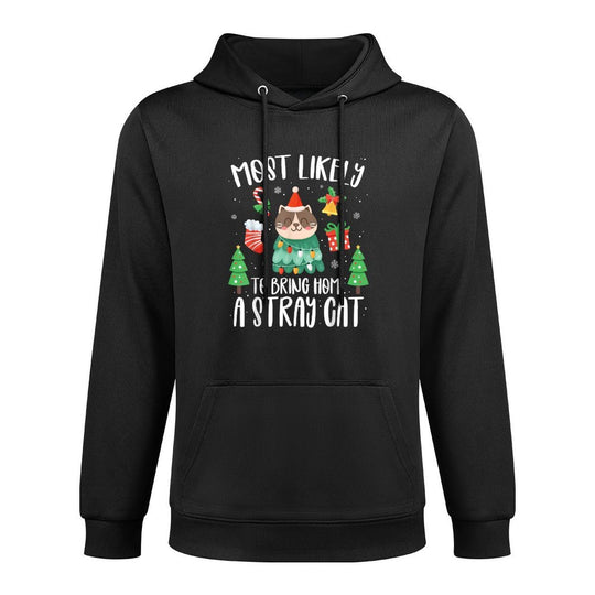 Most Likely To Bring Home A Stray Cat Funny Christmas 2024 Durable Construction Hoodie