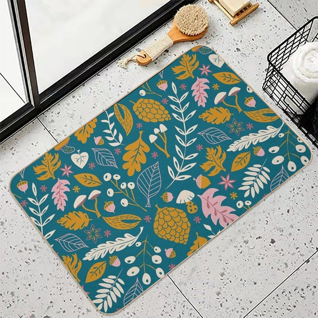 Fall Foliage in Gold + Blue  Multi-Purpose Bath Mat