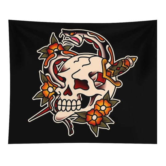 Salty-Dog Death And Rebirth Skull Motif Tapestry