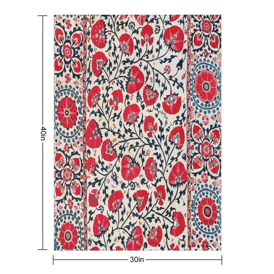 Shakhrisyabz Suzani Uzbekistan Floral Embroidery Print Easy Care Throw Blanket