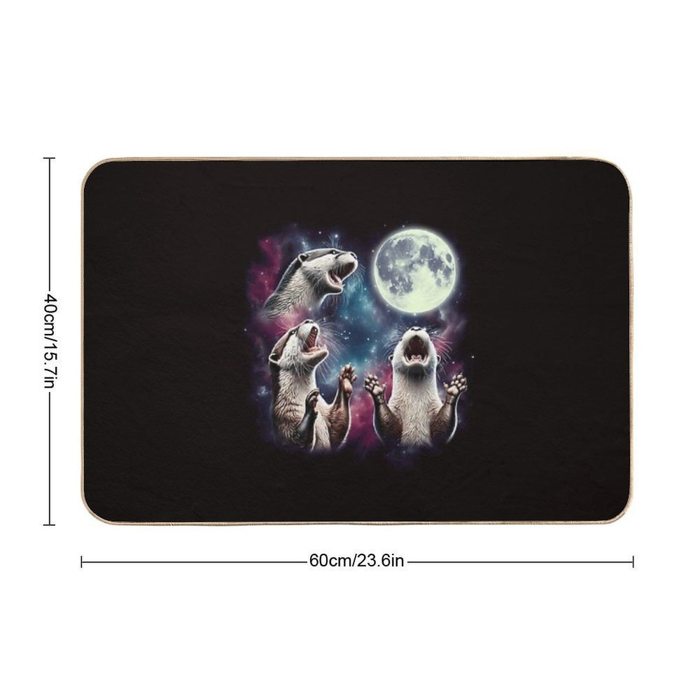 Three Otters Howling At Moon Funny Weird Cursed Meme  Repositionable Bath Mat